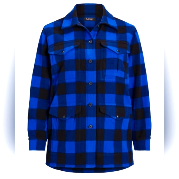 Buffalo Check Twill Shirt Jacket Ralph Lauren Woman Sz 10 - Picture 1 of 6